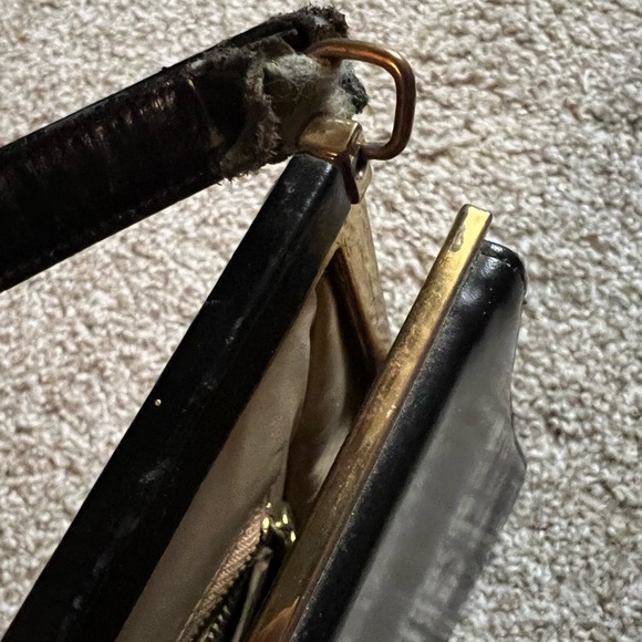 Richcraft Andre Original - 1950's Black Vintage Handbag - Genuine Leather Purse - Picture 9 of 10